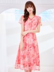 画像2: XS-Lサイズあり 【GINZA COUTURE/銀座クチュール】フラワー刺繍/ レース/ 半袖 / 袖あり/ Aライン/ ミディアム丈/ 膝丈/ ワンピース/ ミディアムドレス/ キャバドレス[OF2] (2)