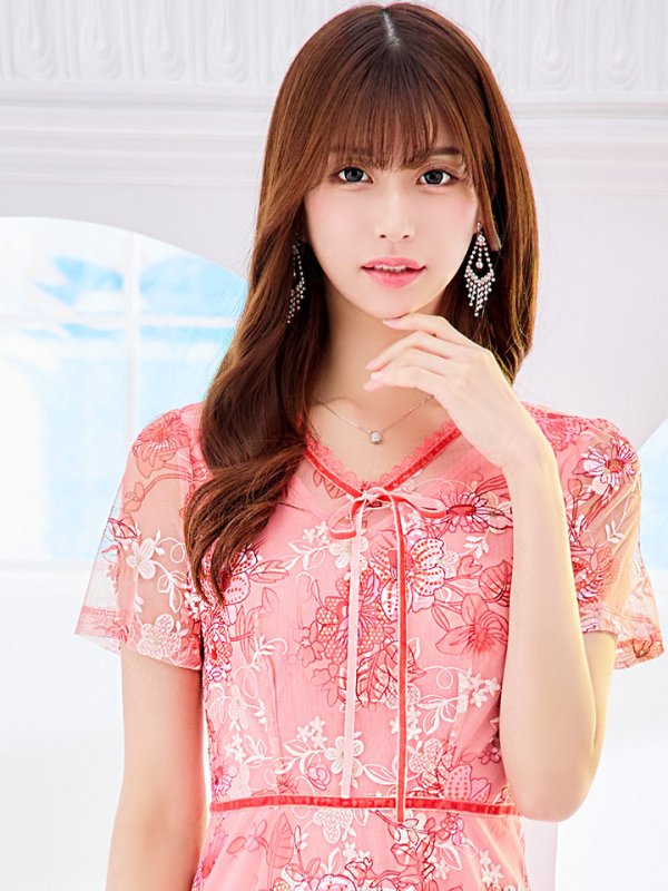 画像6: XS-Lサイズあり 【GINZA COUTURE/銀座クチュール】フラワー刺繍/ レース/ 半袖 / 袖あり/ Aライン/ ミディアム丈/ 膝丈/ ワンピース/ ミディアムドレス/ キャバドレス[OF2] (6)