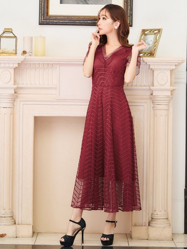 画像12: XS-Lサイズあり 【GINZA COUTURE/銀座クチュール】シースルー/ ワンカラー/ 半袖/ マキシ丈/ワンピース/ミニドレス/ キャバドレス[OF2] (12)