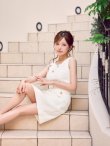 ホワイト　モデル：かるあ　身長：156cm　着用サイズ：7号(Sサイズ)