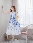 画像4: XS-Lサイズあり 【GINZA COUTURE/銀座クチュール】フラワープリント/ ノースリーブ/ ミモレ丈/ フレア/ Aライン/ ワンピース/ ミディアムドレス/ キャバドレス[OF2] (4)