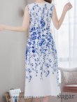 画像9: XS-Lサイズあり 【GINZA COUTURE/銀座クチュール】フラワープリント/ ノースリーブ/ ミモレ丈/ フレア/ Aライン/ ワンピース/ ミディアムドレス/ キャバドレス[OF2] (9)