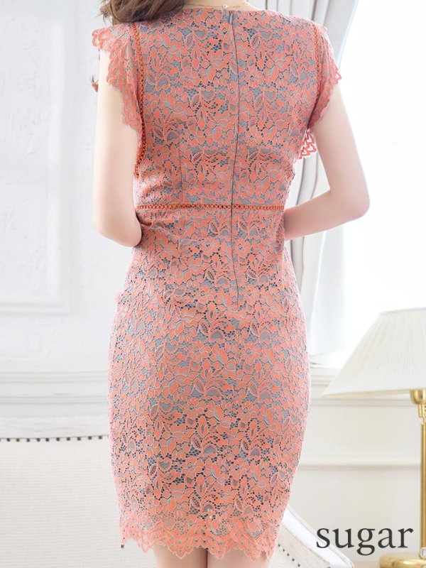 画像27: 【GINZA COUTURE/銀座クチュール】総レース/ ノースリーブ/ ミディアム丈/ タイト/ ワンピースドレス/ キャバドレス[OF2] (27)