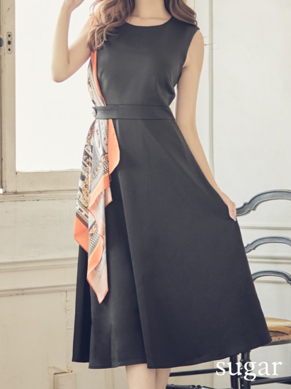 画像10: 【GINZA COUTURE/銀座クチュール】スカーフプリント/ 膝丈/ Aライン/ ワンピース/ ミニドレス/ キャバドレス[OF2] (10)