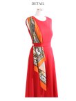 画像14: 【GINZA COUTURE/銀座クチュール】スカーフプリント/ 膝丈/ Aライン/ ワンピース/ ミニドレス/ キャバドレス[OF2] (14)