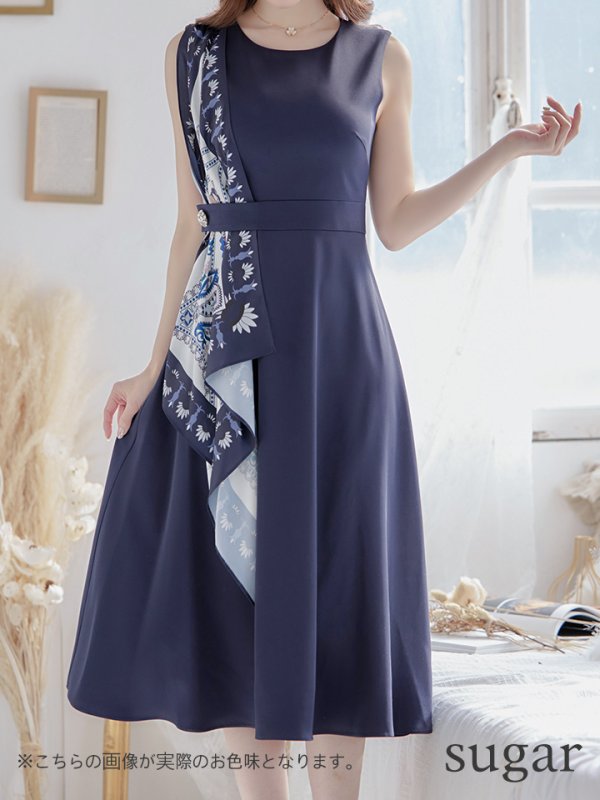 画像11: 【GINZA COUTURE/銀座クチュール】スカーフプリント/ 膝丈/ Aライン/ ワンピース/ ミニドレス/ キャバドレス[OF2] (11)