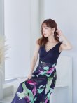 画像4: XS-Lサイズあり 【GINZA COUTURE/銀座クチュール】プリント/ 切替/ Vネック/ ノースリーブ/ Aライン/ ロングドレス/ キャバドレス long[OF2] (4)