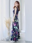 画像5: XS-Lサイズあり 【GINZA COUTURE/銀座クチュール】プリント/ 切替/ Vネック/ ノースリーブ/ Aライン/ ロングドレス/ キャバドレス long[OF2] (5)