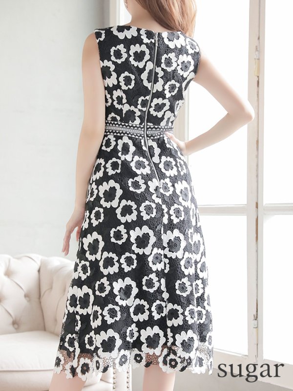 画像9: 【GINZA COUTURE/銀座クチュール】ケミカルレース/ ノースリーブ/ ミディアム丈/ タイト/ ミニドレス/ キャバドレス[OF2] (9)