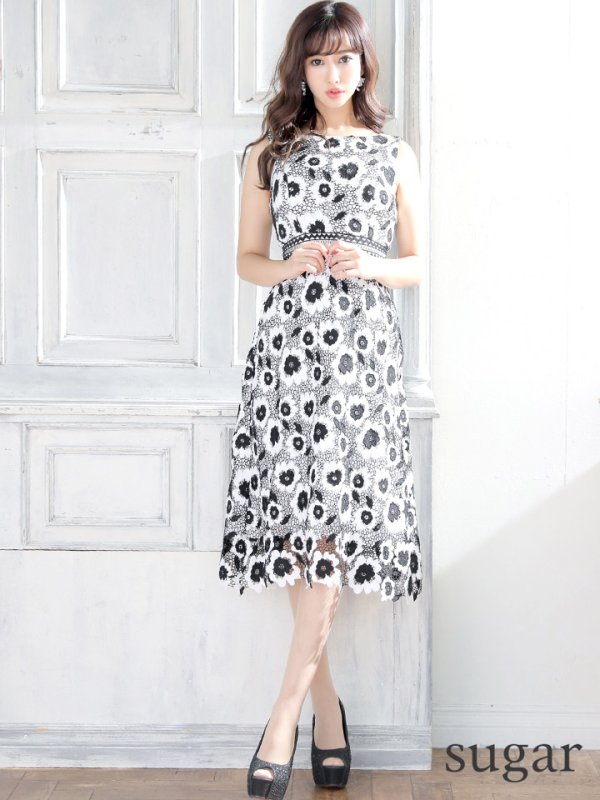 画像11: 【GINZA COUTURE/銀座クチュール】ケミカルレース/ ノースリーブ/ ミディアム丈/ タイト/ ミニドレス/ キャバドレス[OF2] (11)