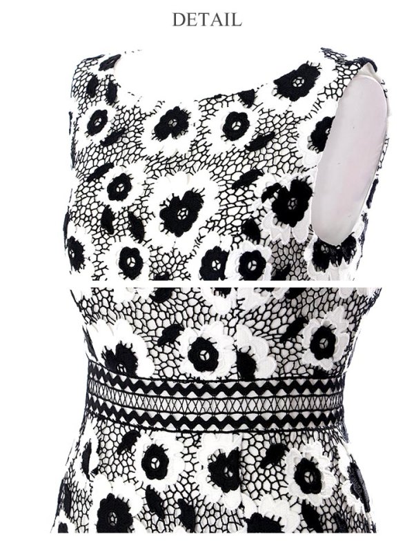 画像16: 【GINZA COUTURE/銀座クチュール】ケミカルレース/ ノースリーブ/ ミディアム丈/ タイト/ ミニドレス/ キャバドレス[OF2] (16)