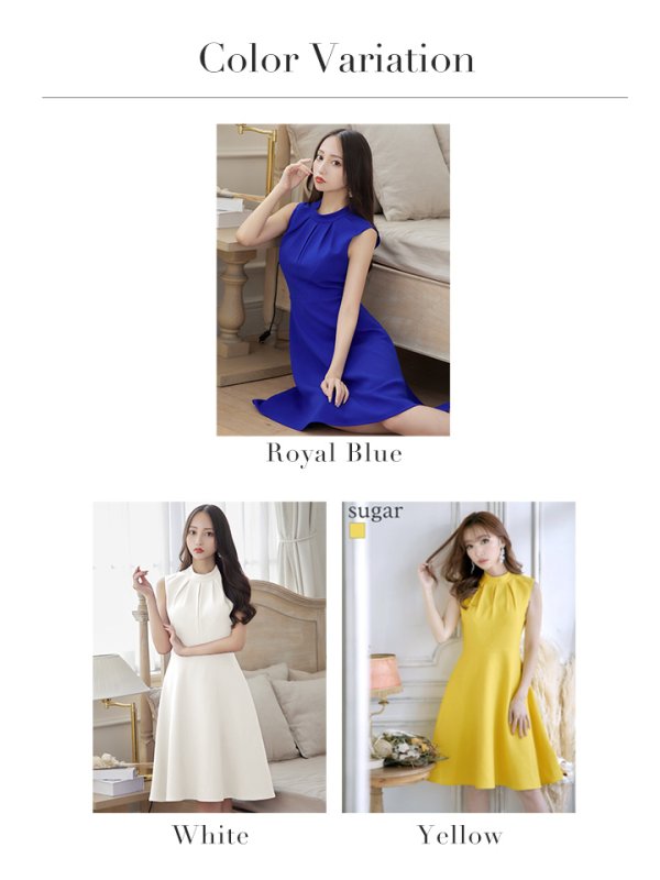 画像30: XS-Lサイズあり 【GINZA COUTURE/銀座クチュール】ノースリーブ/ ハイネック/ ワンカラー/ 膝丈/ ミディアム/ フレア/ ワンピース/ キャバドレス[OF2] (30)