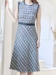 画像8: 【XS-Lサイズあり】 【GINZA COUTURE/銀座クチュール】ツイード/ ノースリーブ/ 膝丈/Aライン/ ワンピース/ ミディアムドレス/ キャバドレス[OF2] (8)