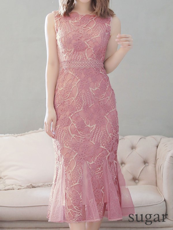 画像7: 【GINZA COUTURE/銀座クチュール】マーメイド /フラワーレース/ 膝丈/ ミディアム/ マキシ丈/ワンピース/ キャバドレス[OF2] (7)