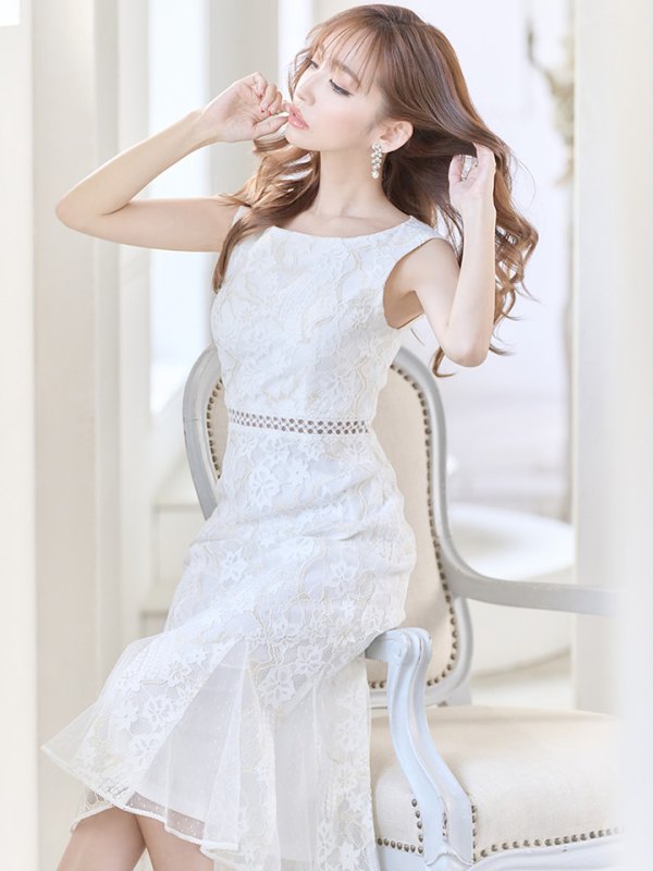 画像5: 【GINZA COUTURE/銀座クチュール】マーメイド /フラワーレース/ 膝丈/ ミディアム/ マキシ丈/ワンピース/ キャバドレス[OF2] (5)