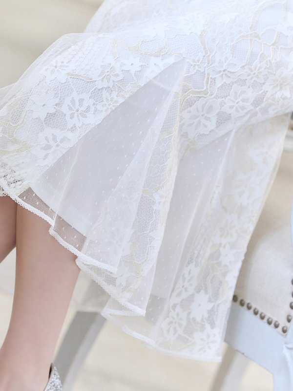 画像6: 【GINZA COUTURE/銀座クチュール】マーメイド /フラワーレース/ 膝丈/ ミディアム/ マキシ丈/ワンピース/ キャバドレス[OF2] (6)