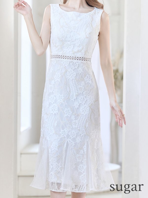 画像8: 【GINZA COUTURE/銀座クチュール】マーメイド /フラワーレース/ 膝丈/ ミディアム/ マキシ丈/ワンピース/ キャバドレス[OF2] (8)