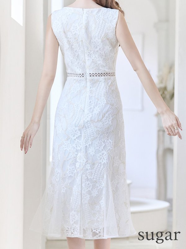 画像9: 【GINZA COUTURE/銀座クチュール】マーメイド /フラワーレース/ 膝丈/ ミディアム/ マキシ丈/ワンピース/ キャバドレス[OF2] (9)