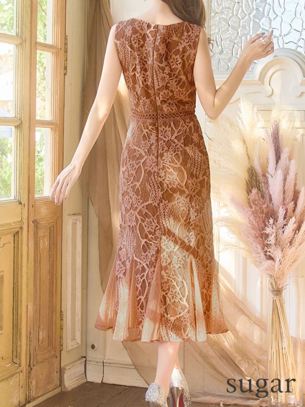 画像9: 【GINZA COUTURE/銀座クチュール】マーメイド /フラワーレース/ 膝丈/ ミディアム/ マキシ丈/ワンピース/ キャバドレス[OF2] (9)