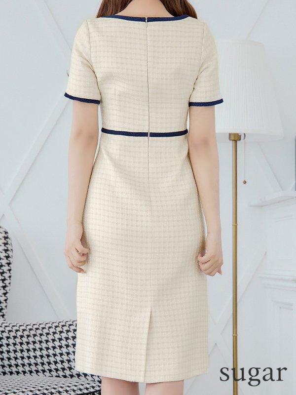 画像27: XS-Lサイズあり 【GINZA COUTURE/銀座クチュール】 半袖/ ラインデザイン/ タイト/ ワンピース/ ひざ丈/ ミディアムドレス/ キャバドレス[OF2] (27)