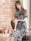 画像2: 【XS〜Lサイズあり】 【GINZA COUTURE/銀座クチュール】フラワー刺繍/ リボンネック/ワンピース/ミモレ丈/ミニドレス/ キャバドレス[OF2] (2)