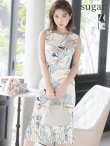 【GINZA COUTURE/銀座クチュール】フラワープリント/ ノースリーブ/ プリーツ/ ミディアム丈/ ワンピース/ ミニドレス/ キャバドレス ホワイト