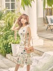画像14: XS-Lサイズあり 【GINZA COUTURE/銀座クチュール】フラワープリント/ ノースリーブ/ プリーツ/ ミディアム丈/ ワンピース/ ミニドレス/ キャバドレス[OF2] (14)