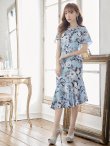 画像13: 【GINZA COUTURE/銀座クチュール】フラワープリント/ ショートスリーブ/ タックデザイン/ ミディアム丈/ ワンピース/ キャバドレス[OF2] (13)