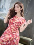 画像6: XS-Lサイズあり 【GINZA COUTURE/銀座クチュール】フラワープリント/ フリル/ Aライン/ ミディアム丈/ ワンピース/ ミニドレス/ キャバドレス[OF2] (6)