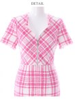 画像17: XS-Lサイズあり 【GINZA COUTURE/銀座クチュール】ツイード/ 半袖/ 袖あり/ フロントジップ/ タイト/ ワンピース/ ミニドレス/ キャバドレス[OF2] (17)
