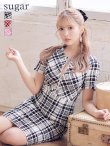 XS-Lサイズあり【GINZA COUTURE/銀座クチュール】ツイード/ 半袖/ 袖あり/ フロントジッパー/ タイト/ ワンピース/ ミニドレス/ キャバドレス　ブラック