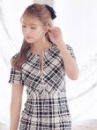 画像5: XS-Lサイズあり 【GINZA COUTURE/銀座クチュール】ツイード/ 半袖/ 袖あり/ フロントジップ/ タイト/ ワンピース/ ミニドレス/ キャバドレス[OF2] (5)