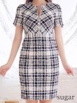 画像8: XS-Lサイズあり 【GINZA COUTURE/銀座クチュール】ツイード/ 半袖/ 袖あり/ フロントジップ/ タイト/ ワンピース/ ミニドレス/ キャバドレス[OF2] (8)