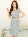 画像4: XS-Lサイズあり 【GINZA COUTURE/銀座クチュール】ツイード/ ノースリーブ/ タイト/ ワンピース/ ミニドレス/ キャバドレス[OF2] (4)