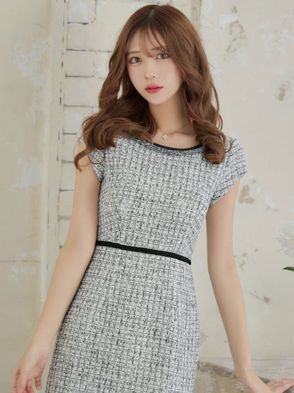 画像1: XS-Lサイズあり 【GINZA COUTURE/銀座クチュール】ツイード/ ノースリーブ/ タイト/ ワンピース/ ミニドレス/ キャバドレス[OF2] (1)