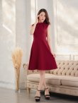 画像7: XS-Lサイズあり 【GINZA COUTURE/銀座クチュール】ノースリーブ/ ハイネック/ ワンカラー/ 膝丈/ ミディアム/ フレア/ ワンピース/ キャバドレス[OF2] (7)