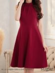 画像9: XS-Lサイズあり 【GINZA COUTURE/銀座クチュール】ノースリーブ/ ハイネック/ ワンカラー/ 膝丈/ ミディアム/ フレア/ ワンピース/ キャバドレス[OF2] (9)