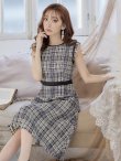 画像5: XS-Lサイズあり 【GINZA COUTURE/銀座クチュール】ワンピース/ ツイード/ ノースリーブ/ ミディアム丈/ キャバドレス[OF2] (5)