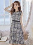 画像6: XS-Lサイズあり 【GINZA COUTURE/銀座クチュール】ワンピース/ ツイード/ ノースリーブ/ ミディアム丈/ キャバドレス[OF2] (6)