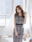 画像2: XS-Lサイズあり 【GINZA COUTURE/銀座クチュール】 ツイード/ ノースリーブ/ タイト/ ワンピース/ ミニドレス/ キャバドレス[OF2] (2)