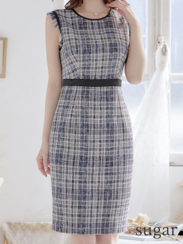 画像8: XS-Lサイズあり 【GINZA COUTURE/銀座クチュール】 ツイード/ ノースリーブ/ タイト/ ワンピース/ ミニドレス/ キャバドレス[OF2] (8)