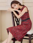 画像4: 【GINZA COUTURE/銀座クチュール】 ツイード/ ノースリーブ/ Aライン/ ワンピース/ ひざ丈/ ミディアムドレス/ キャバドレス[OF2] (4)