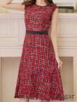 画像8: 【GINZA COUTURE/銀座クチュール】 ツイード/ ノースリーブ/ Aライン/ ワンピース/ ひざ丈/ ミディアムドレス/ キャバドレス[OF2] (8)