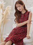 画像3: 【GINZA COUTURE/銀座クチュール】 ツイード/ ノースリーブ/ Aライン/ ワンピース/ ひざ丈/ ミディアムドレス/ キャバドレス[OF2] (3)