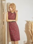 画像6: 門りょうちゃん着用【XS-Lサイズあり】 【GINZA COUTURE/銀座クチュール】ツイード/ チェック/ ノースリーブ/ パイピング/ タイト/ ワンピース/ ミディアムドレス/ キャバドレス[OF2] (6)