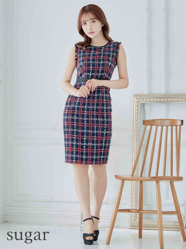 画像16: 【GINZA COUTURE/銀座クチュール】 ツイード/ ノースリーブ/ タイト/ ワンピース/ ひざ丈/ ミディアムドレス/ キャバドレス[OF2] (16)