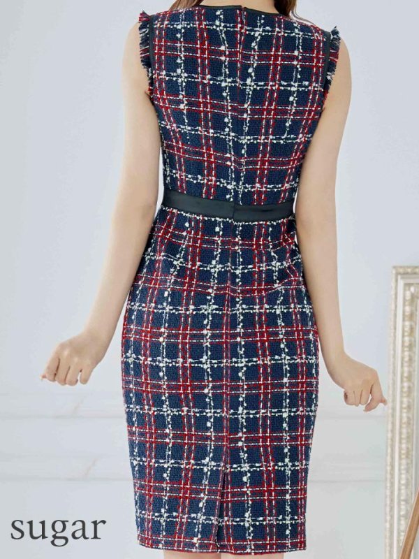 画像18: 【GINZA COUTURE/銀座クチュール】 ツイード/ ノースリーブ/ タイト/ ワンピース/ ひざ丈/ ミディアムドレス/ キャバドレス[OF2] (18)