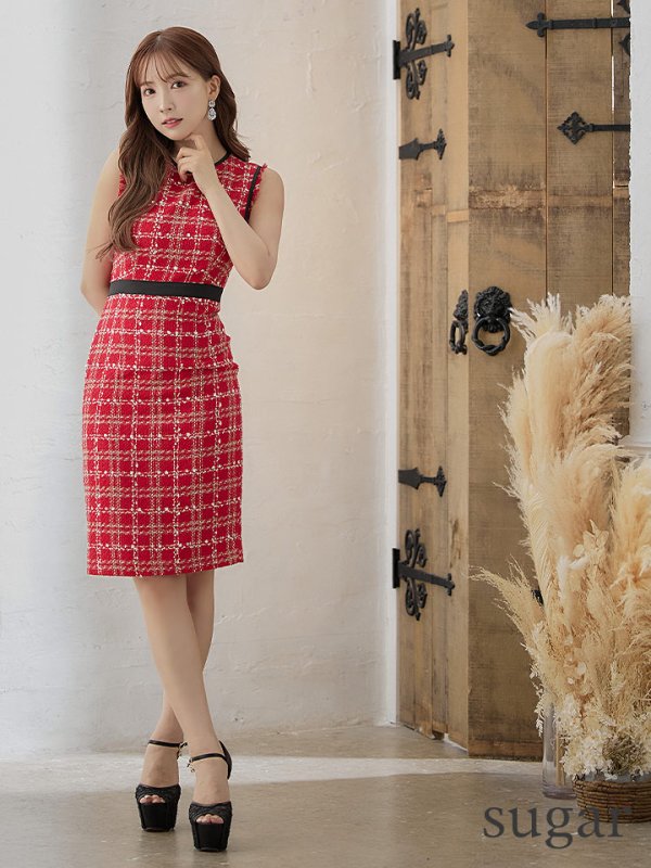 画像25: 【GINZA COUTURE/銀座クチュール】 ツイード/ ノースリーブ/ タイト/ ワンピース/ ひざ丈/ ミディアムドレス/ キャバドレス[OF2] (25)