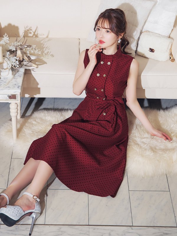 ワインレッド モデル:ゆめ 身長:160cm 着用サイズ:7号(Sサイズ)