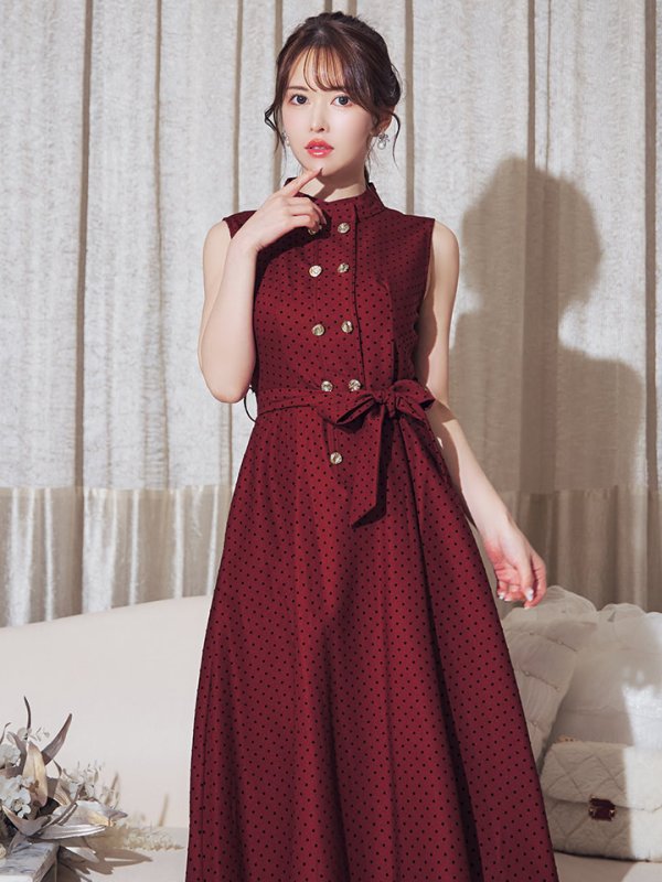 ワインレッド モデル:ゆめ 身長:160cm 着用サイズ:7号(Sサイズ)